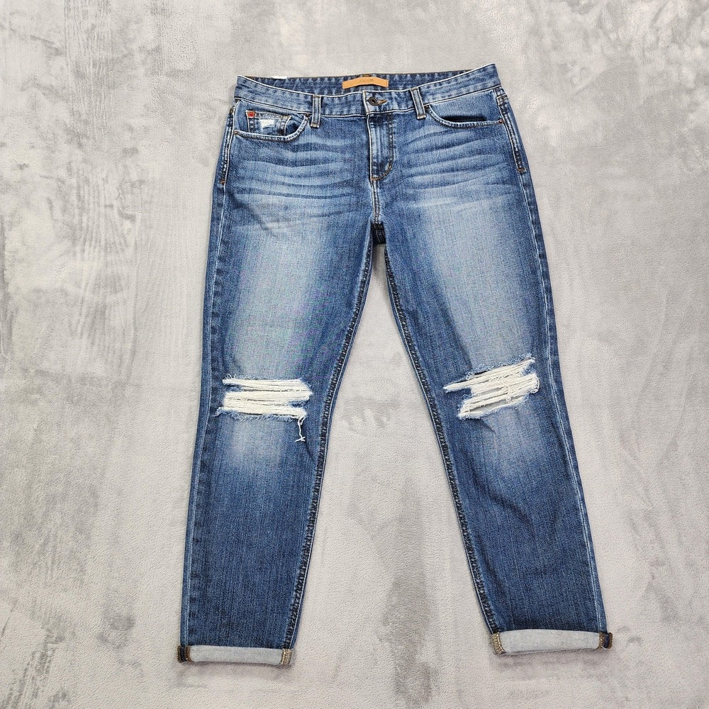 Joe's Jeans Womens 29 Blue Billie Boyfriend Slim Crop Japanese Distressed Denim‎